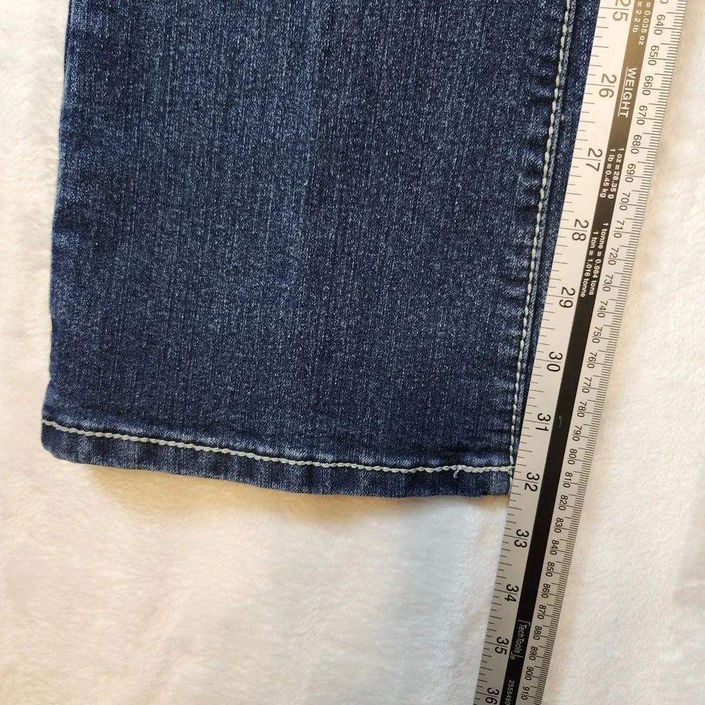 One 5one Bootcut Jeans Women 8 Dark Wash Blue Excellent Embroidered Rhinestone - Picture 6 of 15